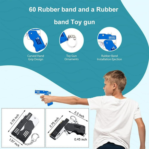 Pistola De Gomas,elasticas Lanza Goma De Juguete Mini Metal