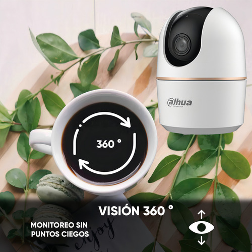 Dahua Cámara Ip Domo Motorizado Wifi Resolución 3mp Detección De Humanos Y Mascotas Por Ia Ir De 10m Wifi 6 Audio Bidireccional Alarma Ranura De Microsd Seguimiento De Objetos Vista 360 Color Blanco