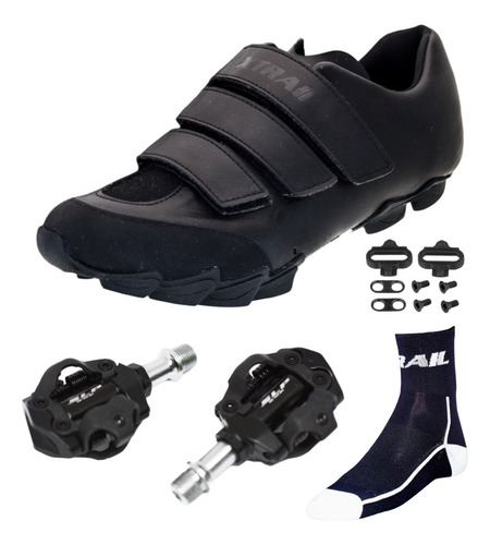 Zapatilla Ciclismo Mtb + Pedales Slp P10 + Medias Xtrail