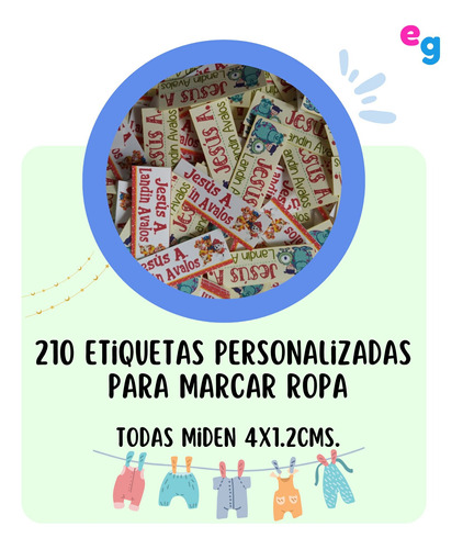 210 Etiquetas Personalizadas Para Identificar Ropa Guarderia