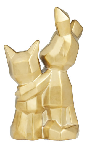 Escultura Cubista De Perro De Porcelana En Oro 20 X 13 X 28