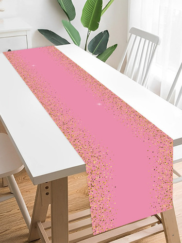 180*35cm Camino De Mesa Espolvoreado Decoración Cumpleaños Color Rosa Pink Gold