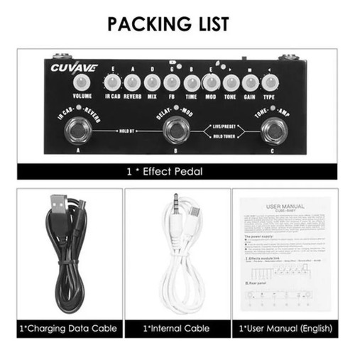 Pedal De Efeito De Guitarra Elétrica Cuvave Cube Baby