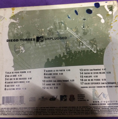 Diego Torres Unplugged Cd Original (Usado)