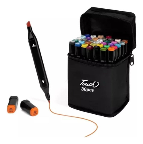 Kit Dibujo Marcadores X36 Doble Punta Lápices Saca Puntas