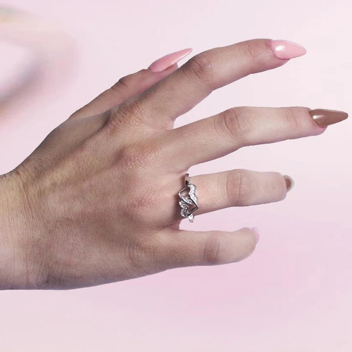 Anillo Para Mujer De Diseño Corazones Enlazados Plata 925
