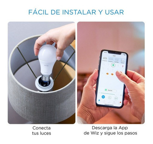 Imagen 3 de 6 de Foco Led Inteligente Wifi Wiz Cálida/fría 9w E27 X4 Unidades