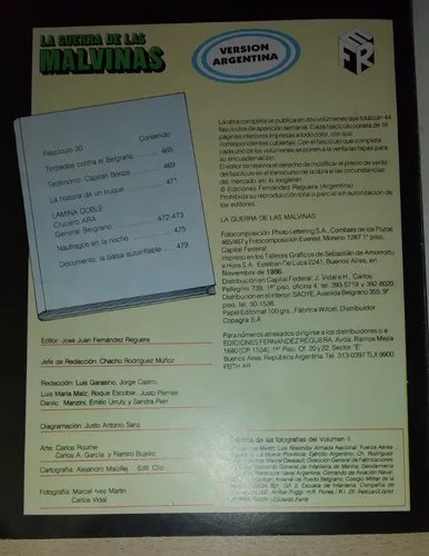 Revista La Guerra De Las Malvinas N°30 Noviembre De 1986 (Usado)
