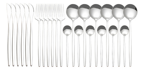 Tableware Suit Steel Spoon Fork Cutlery Dinnerware 24pcs