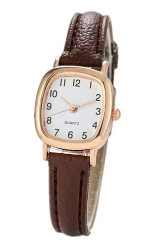 Reloj De Pulsera De Pu Cuadrado Pequeño Para Mujer