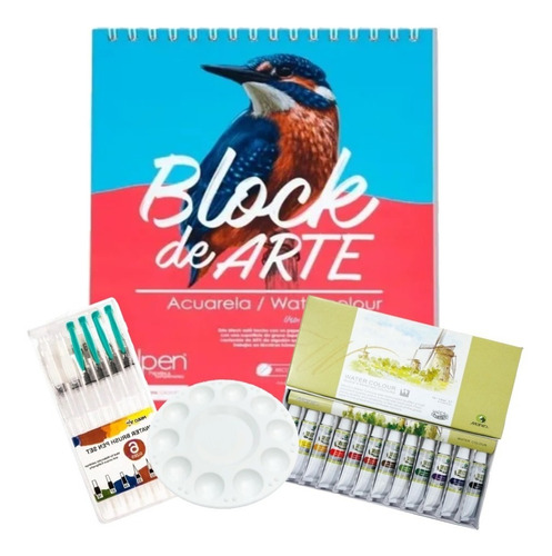 Kit De Arte Acuarelas, Pinceles, Bitácora, Paleta