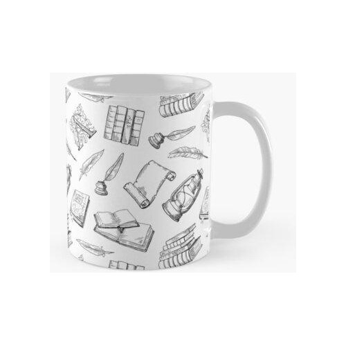 Taza Libros Antiguos Dibujados A Mano Calidad Premium