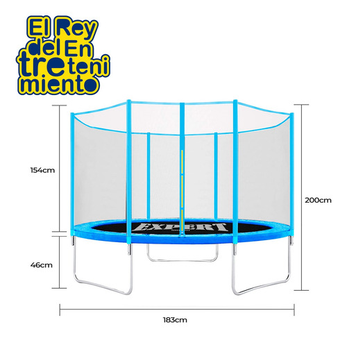 Imagen 2 de 7 de Cama Elástica Trampolín 183+ Cobertor + Red Colores - El Rey
