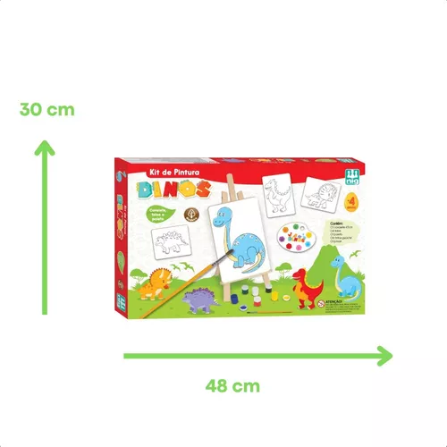 Kit Pintura Dinos Com Cavalete Tintas Jogo Infantil Nig 0440