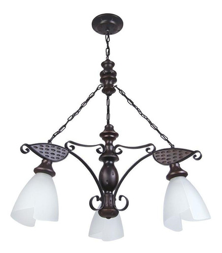 Lustre Rústico Envelhecido Tulipa Lumi Muller 3 Lâmpada 503e Cor Preto 110v/220v