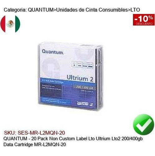 Imagen 1 de 1 de 20pk Lto Ultrium Lto2 200/400gb Cinta Respaldo Mr-l2mqn-20