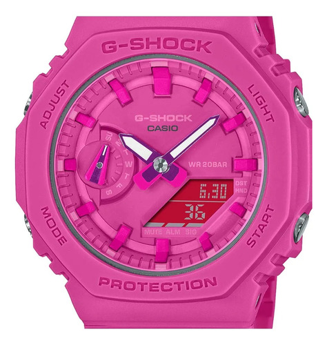 Reloj Casio G-shock S Series Gma-s2100 Para Dama Correa Rosa Chicle Bisel Rosa Chicle Fondo Rosa Chicle