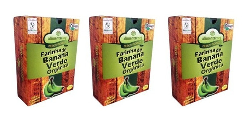Kit 3 Un Farinha De Banana Verde Orgânica Alimentar 250 G