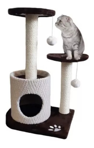 Rascador Dos Torres Para Gatos Beige 43x33x70 Cm Pt