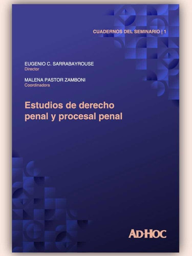 Estudios De Derecho Penal Y Procesal Penal, de Sarrabayrouse Pastor Zamboni. Editorial Ad-Hoc, edición 1 en español, 2022