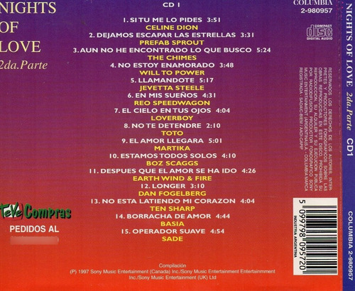 Cd Celine Dion Y Otros (nights Of Love Vol 1)