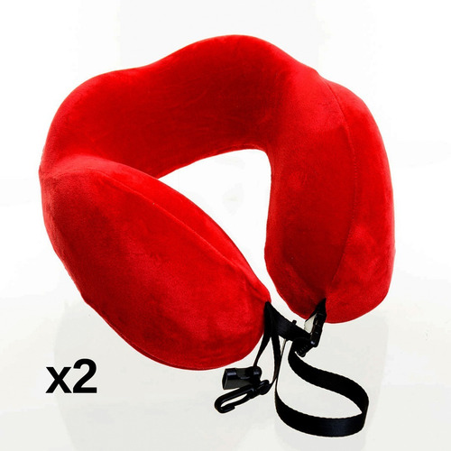 Imagen 2 de 9 de Combo Dos Almohada De Viaje Inteligente Cuello Memory Foam