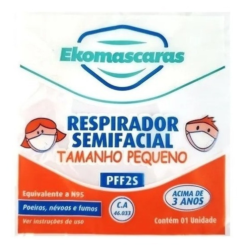 Imagem 2 de 4 de Máscara Pff2 Infantil Azul Kit 10 Unidades Ekomascaras