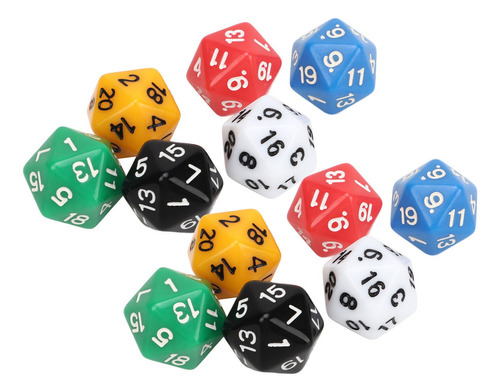 Juego De 12 Dados Numéricos, 6 Colores Y 20 Caras, Juego De