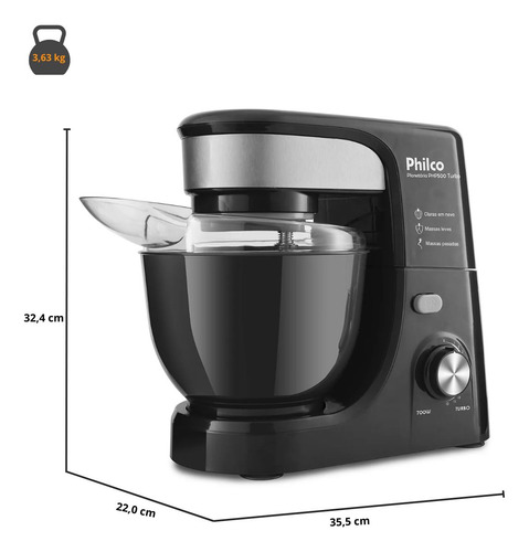 Batedeira Planetária Philco Php500p Turbo 700w Preto 220v