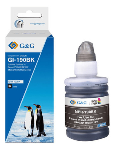 Tinta G&g Bt140ml. Negro (canon Gi190pg)