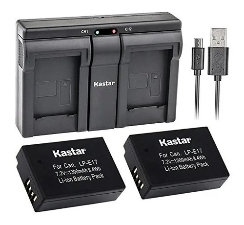 Batería LP-E17 Para Canon - Pack De 2 + Cargador Dual USB, 1250mAh