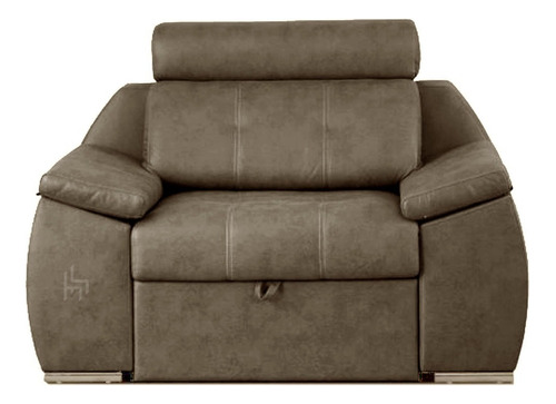 Sillón Sofa Para Living 1 Cuerpo Chenille Ecocuero - Dubai Color Negro