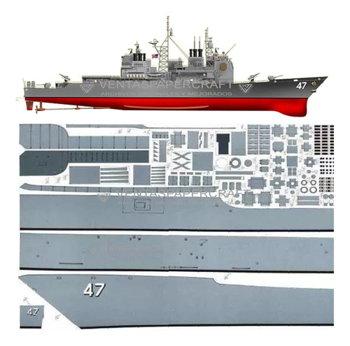 Uss Ticonderoga 1:200 / Archivo Papercraft (envio X Mail)