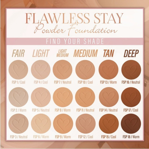 Base de maquillaje en polvo Beauty Creations Flawless Stay Flawless Stay Flawless Stay tono fsp 18 - 7g