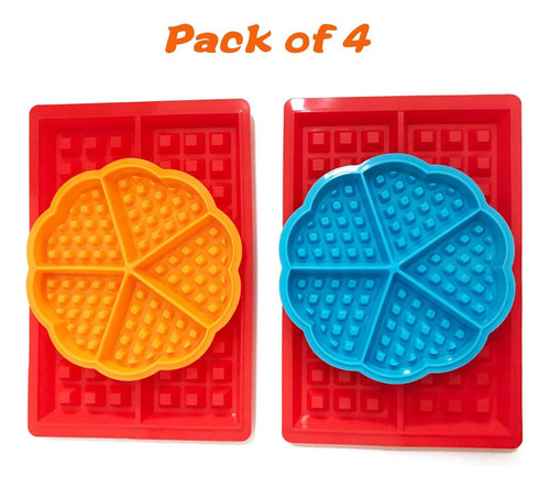 Conjunto De 4 Moldes De Gofres De Silicona (corazón Y Forma