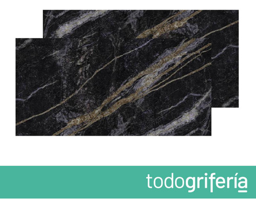 Porcelanato Pulido Brillante Negro Quarzo Dark 90x180 Cm