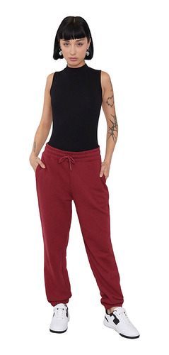 Pantalón Mujer Jogger Buzo Burdeo Corona