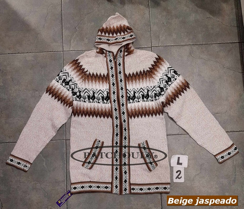 Imagen 3 de 7 de Sweater Campera Pullover Lana Alpaca Capucha Talle L (large)