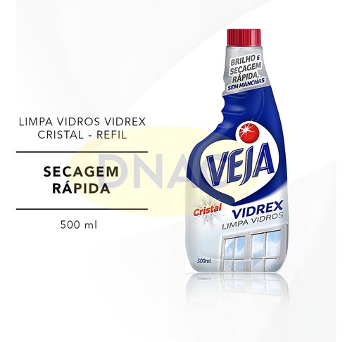 Kit 2 Limpa Vidros Vidrex Cristal E Janelas Refil 500ml