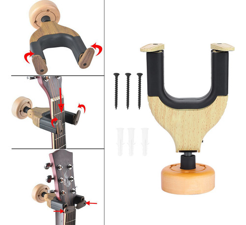 Soporte De Pared Para Guitarra De Madera, Base Sólida De Plá