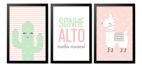 Kit 3 Quadros Decorativos - Lhama