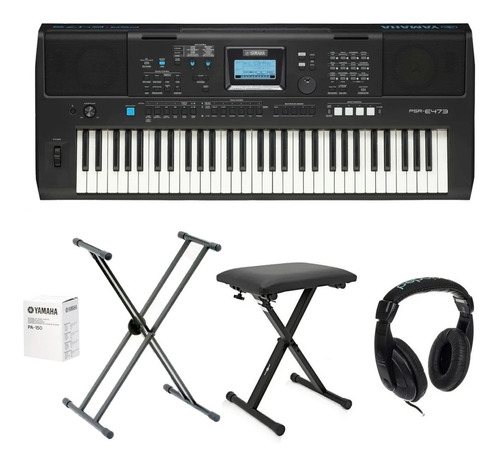 Teclado Yamaha Organeta Psr-e473 Adapta+base+silla+audífonos