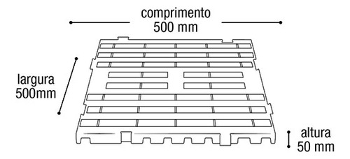 Estrado Piso Pallet Plástico Resistente 50x50 Paletes Branco Cor Cinza
