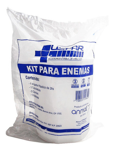 Kit Para Enema Lisfar Irrigador Canula Robinete Tubuladura