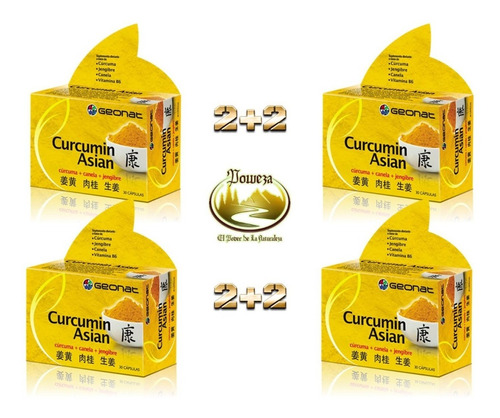 Poweza Pack 4x4 Curcumin Asian Cúrcuma , Canela Y Jengibre.