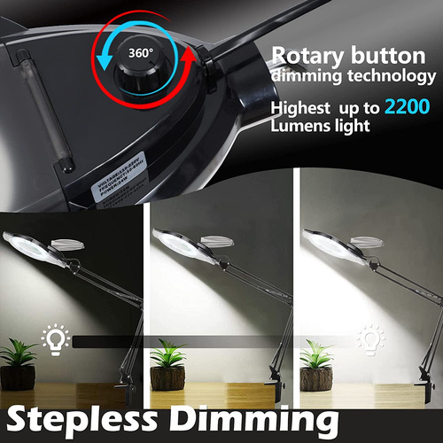 Lámpara De Pie Led De Lupa Con Abrazadera 1200 Lúmenes