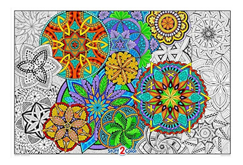 Mandala Madness Póster De Pared Para Colorear Tamaño Gigante