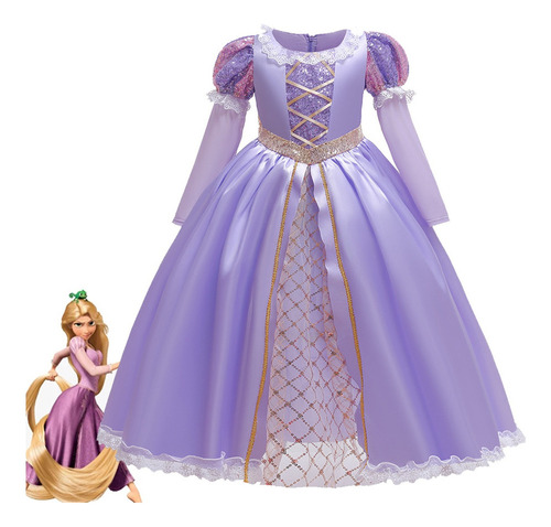 Vestido De Princesa Rapunzel Para Niños, Cumpleaños, Carnava