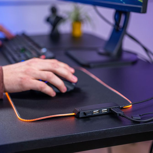 Mouse Pad Con Hub Usb De 4 Puertos Integrado Rgb