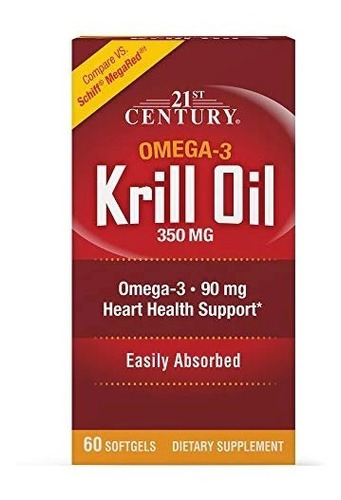 21st Century | Krill Oil 350 Mg I 60 Softgeles I Importado